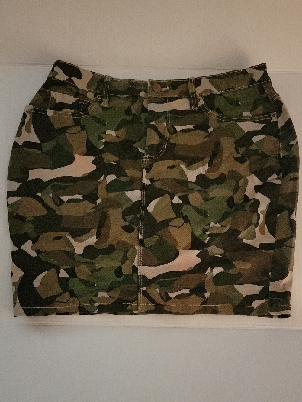 Camouflage Print Mini Skirt - Green Camo